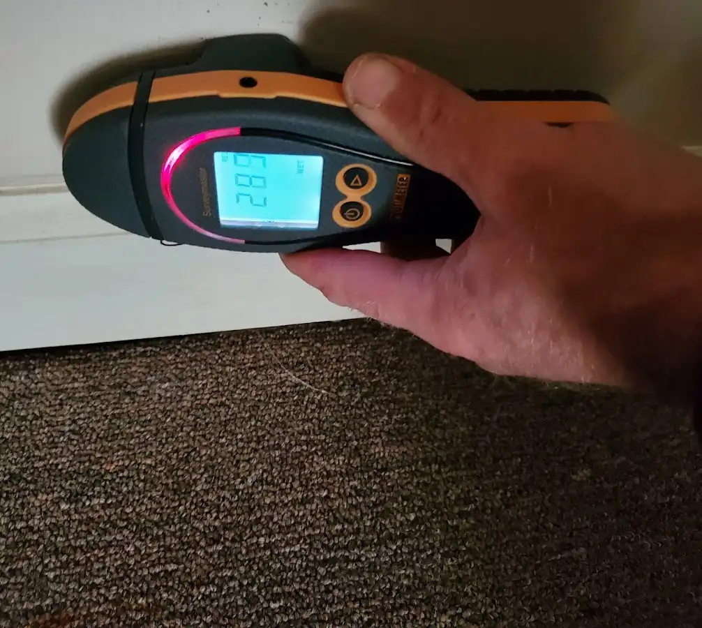 Moisture detection at baseboard during Sewage Cleanup & Sanitation in Yankee Springs